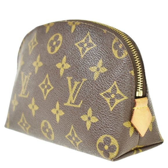 AUTH LOUIS VUITTON Pochette Cosmetic Pouch Bag Monogram Leather Brown - Picture 3 of 10